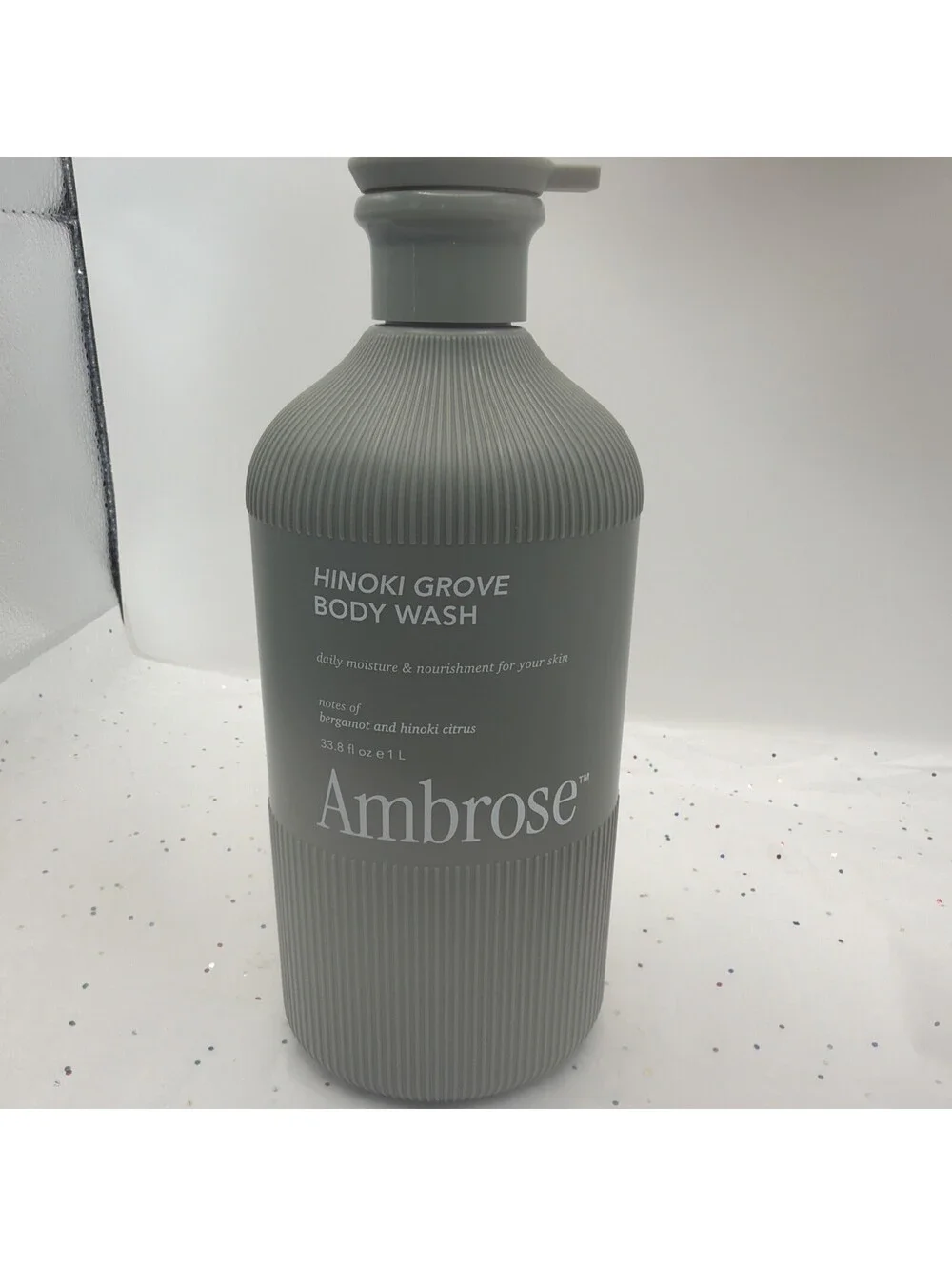 Ambrose Hinoki Citrus Bergamot Body Wash 33.8oz + Bonus Bath Sponge Spa Gel